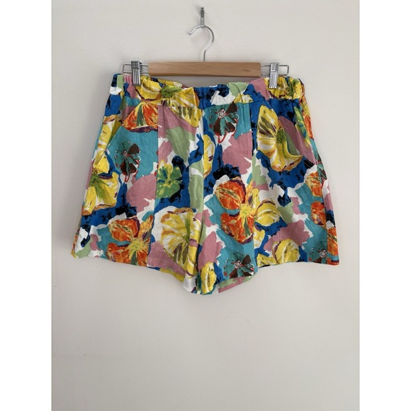 Hester & Orchard Pants - Hester & Orchard Shorts Womens Sz Large Floral Linen Blend Boho Artsy Tropical